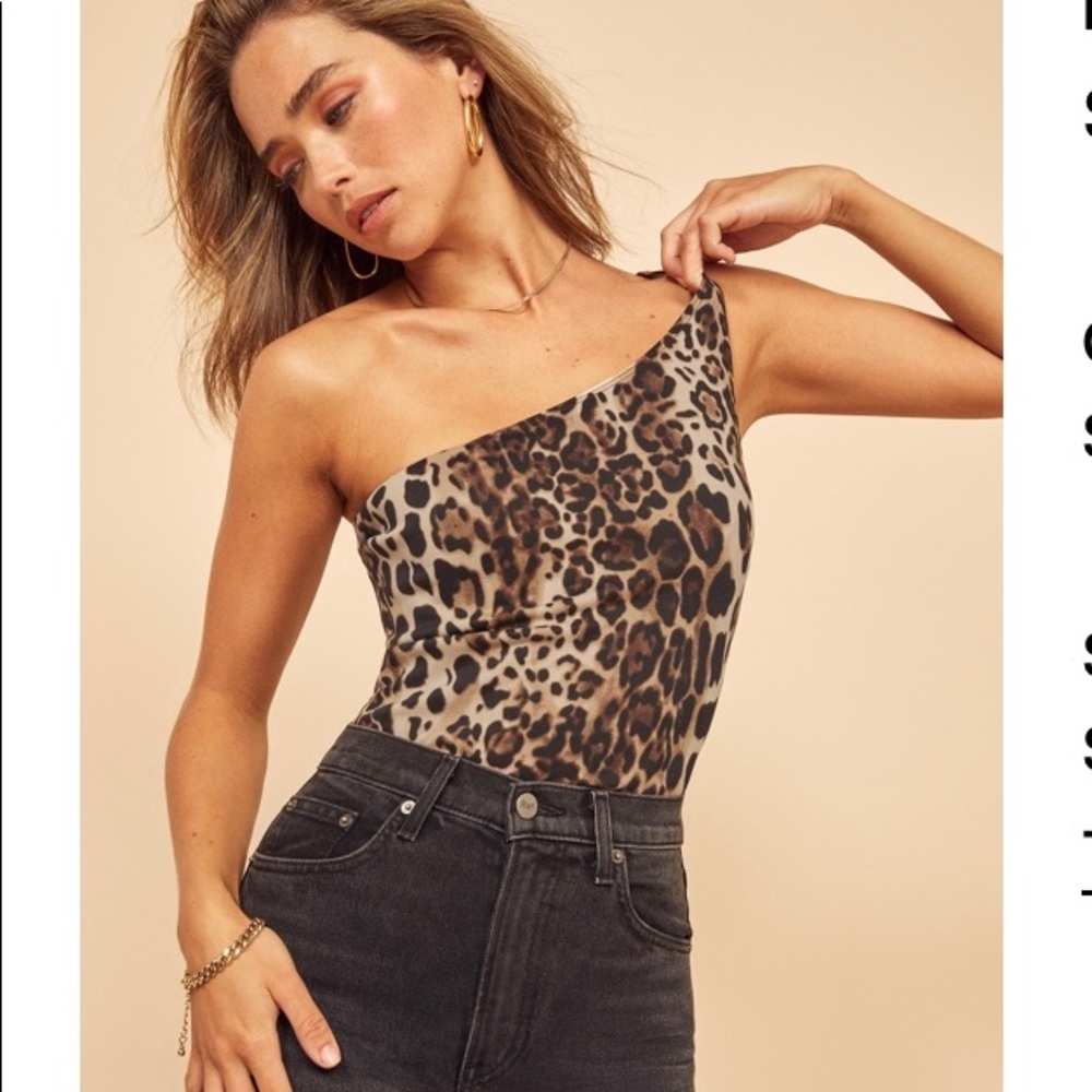 Reformation leopard print one shoulder top